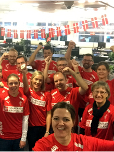 Sparekassen i rødt og hvidt