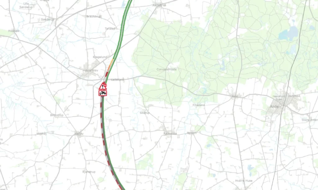 E45 spærret mellem Haverslev og Hobro N søndag aften
