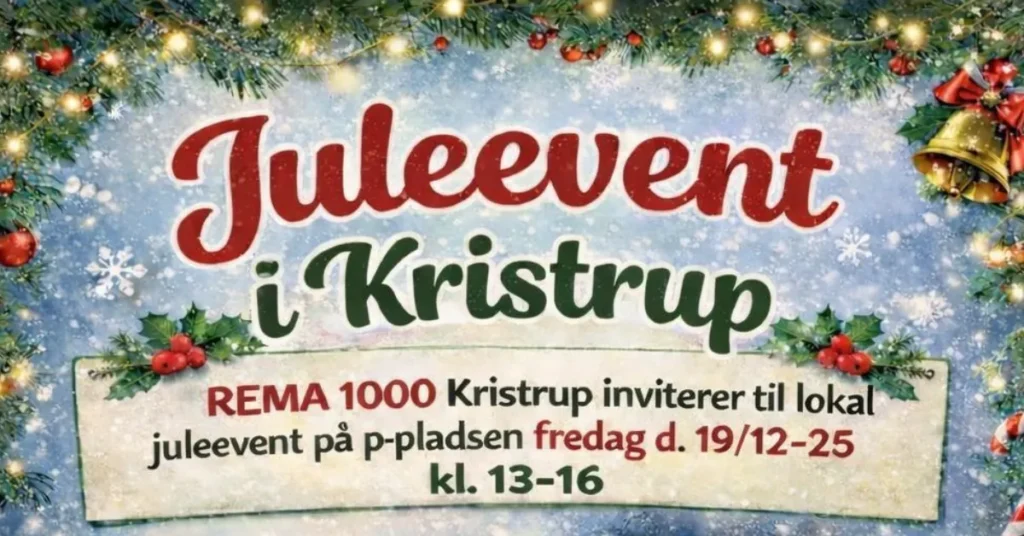 Stor juleevent hos REMA 1000 i Kristrup: Pølser, smagsprøver og den unikke JuleLupo lander foran butikken på Vennelystvej