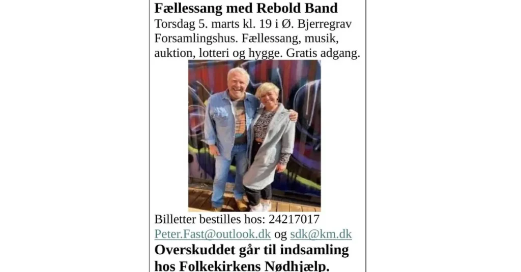 Ø. Bjerregrav inviterer til fællessang for nødhjælpen: Rebold Band står klar i forsamlingshuset