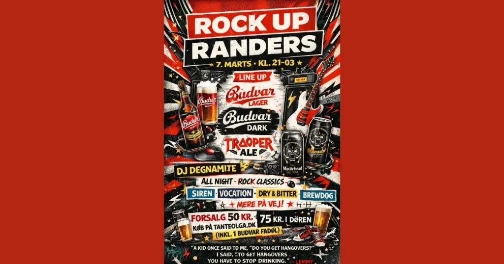 Rock på nye flasker: Tante Olga lancerer “Rock Up Randers” med specialøl og rockklassikere